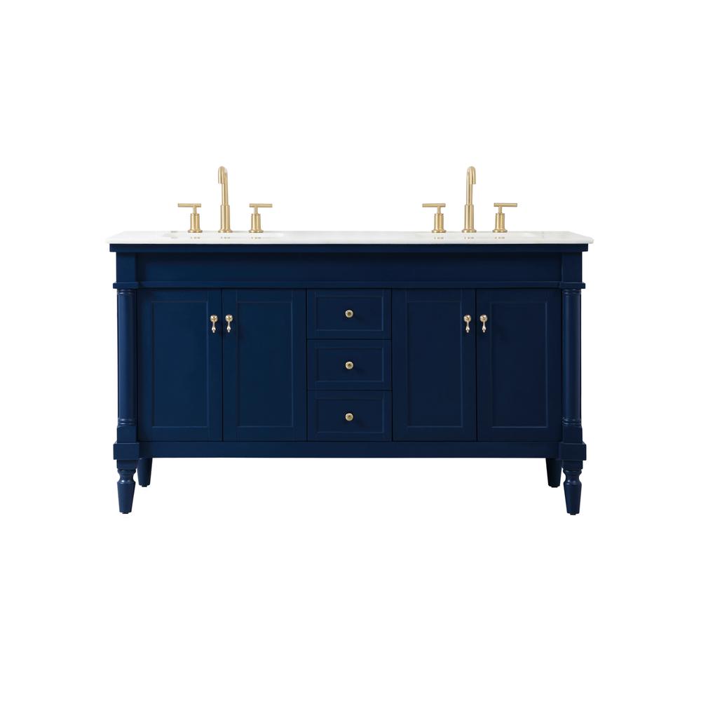 60 inch double bathroom vanity in blue. Picture 1