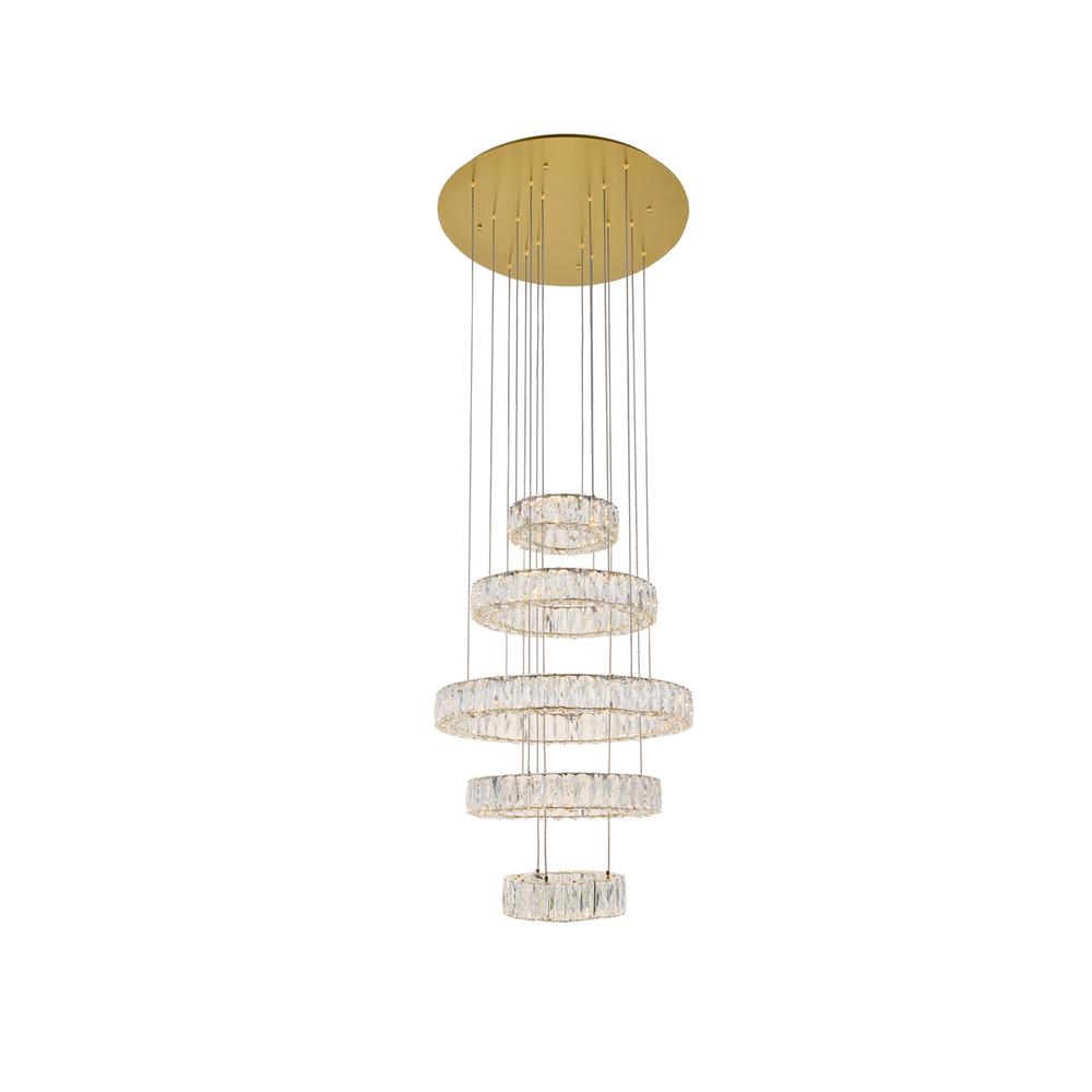 Monroe Integrated LED chip light gold Chandelier Clear Royal Cut Crystal. Picture 2