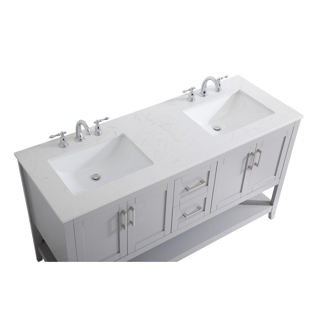60 inch Double Bathroom Vanity in Grey. Picture 10