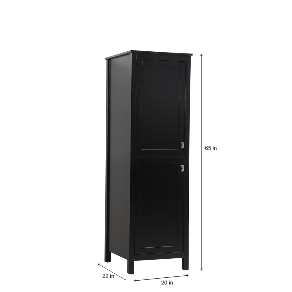 20 Inch Wide Bathroom Linen Storage Freestanding Cabinet In Black. Picture 7