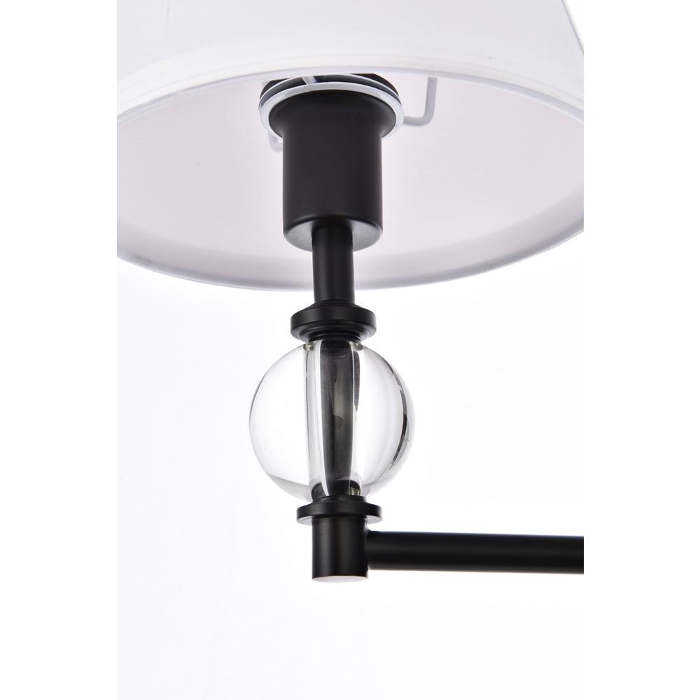 Bethany 1 light bath sconce in black with white fabric shade. Picture 5