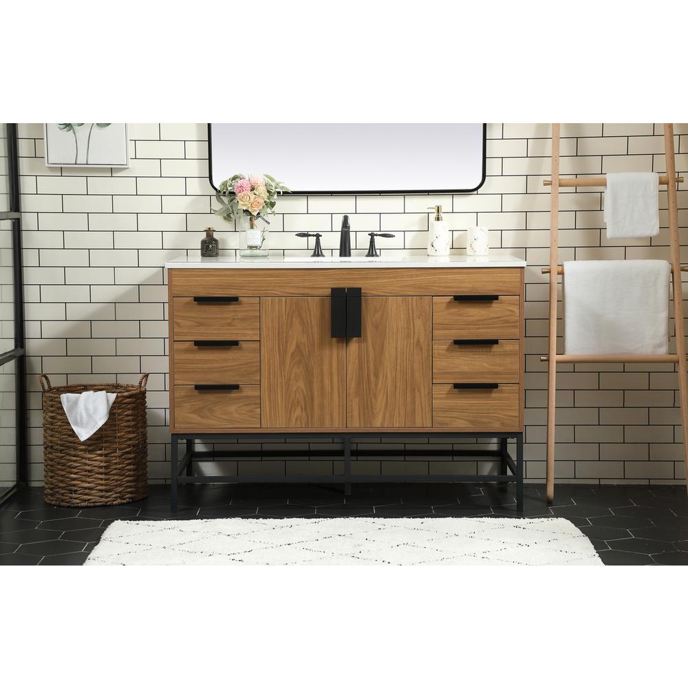 48 inch Single bathroom vanity in walnut brown. Picture 14