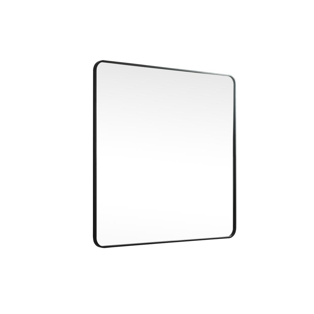 Soft corner metal square mirror 42x42 inch in Black. Picture 7