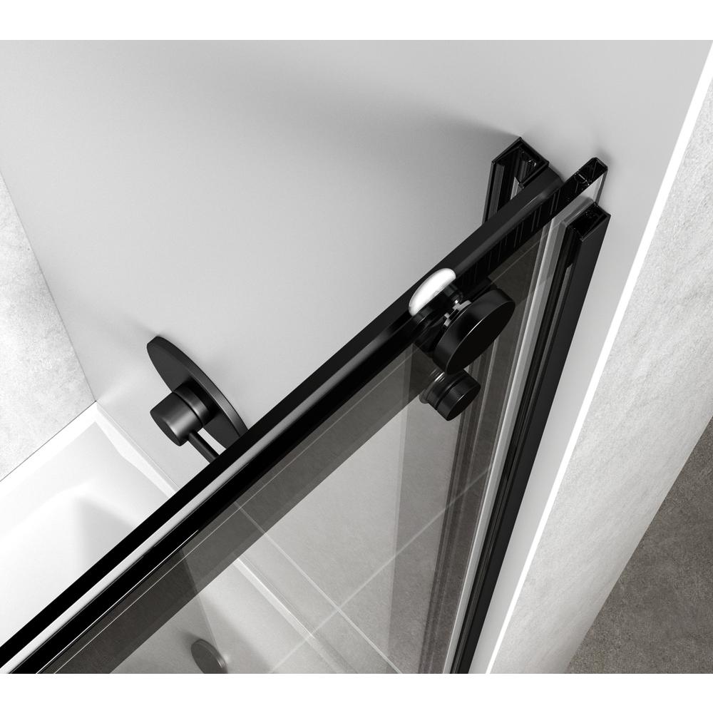 Frameless tub door 60 x 60 Matte Black. Picture 5