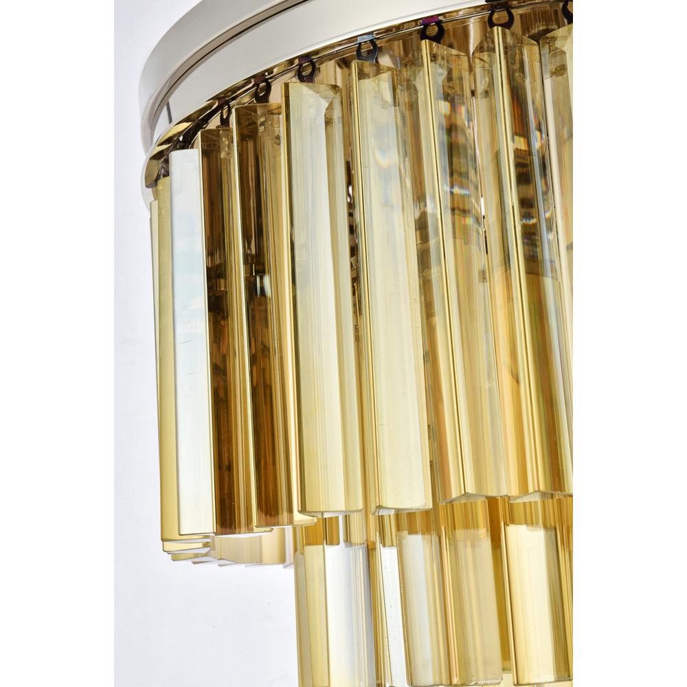 Sydney 9 light polished nickel Flush Mount Golden Teak (Smoky) Royal Cut Crystal. Picture 4