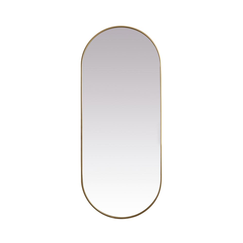 Metal Frame Oval Mirror 30x72 Inch in Brass. Picture 1
