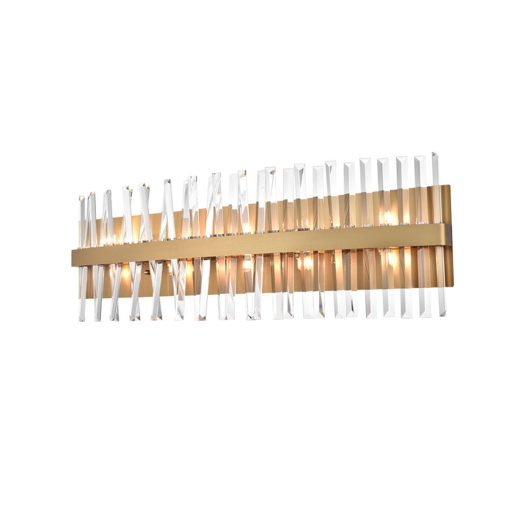 Serephina 36 inch crystal bath sconce in satin gold. Picture 2