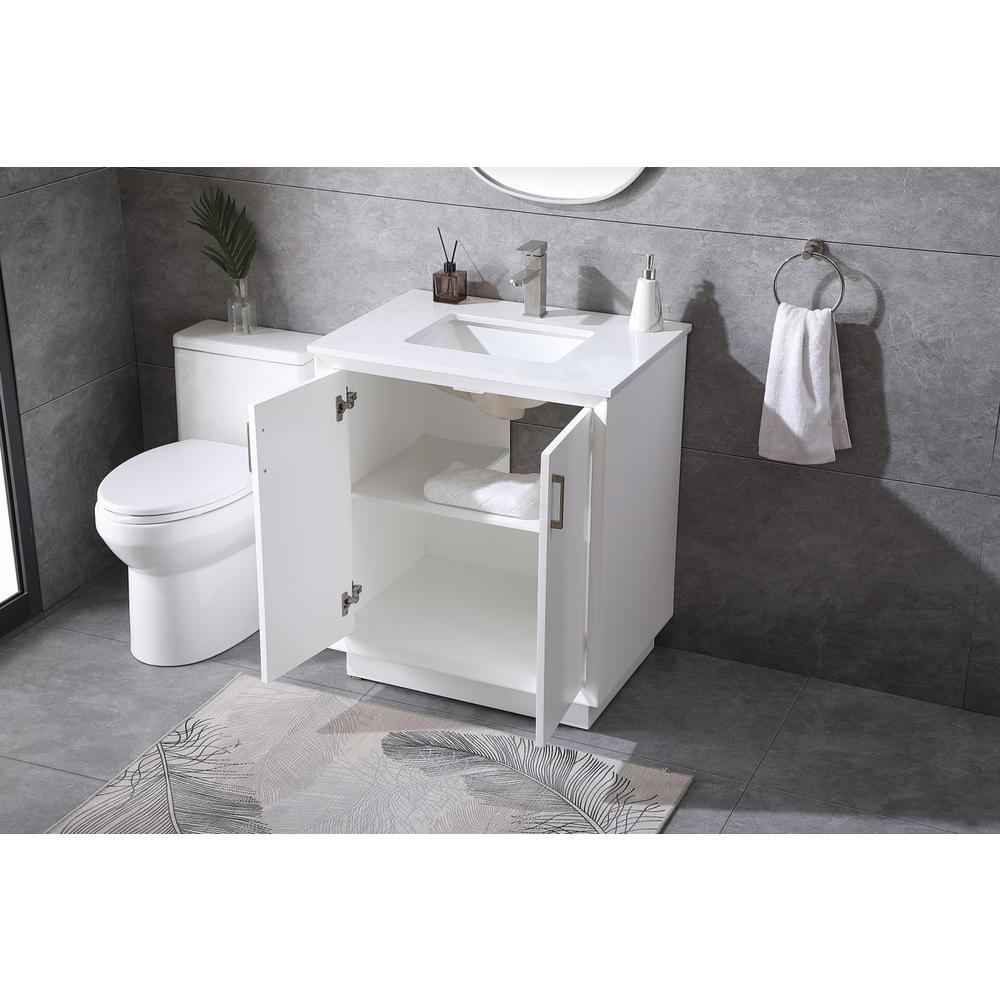 30 Inch SIngle Bathroom Vanity In White. Picture 3