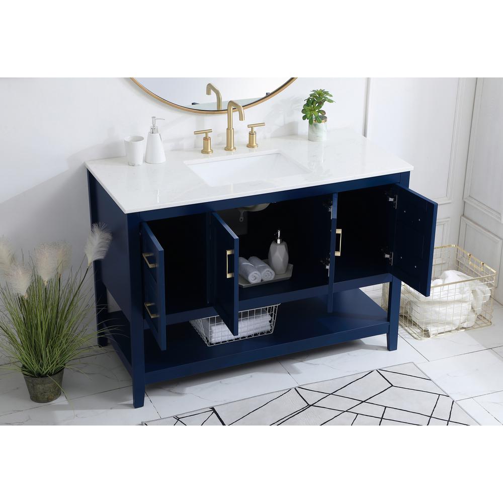 48 inch Single Bathroom Vanity in Blue. Picture 3