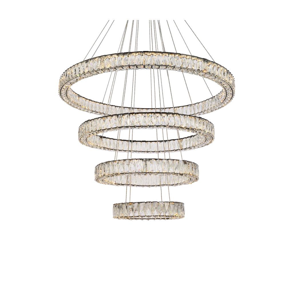 Monroe 41 inch LED four ring chandelier in black. Picture 2