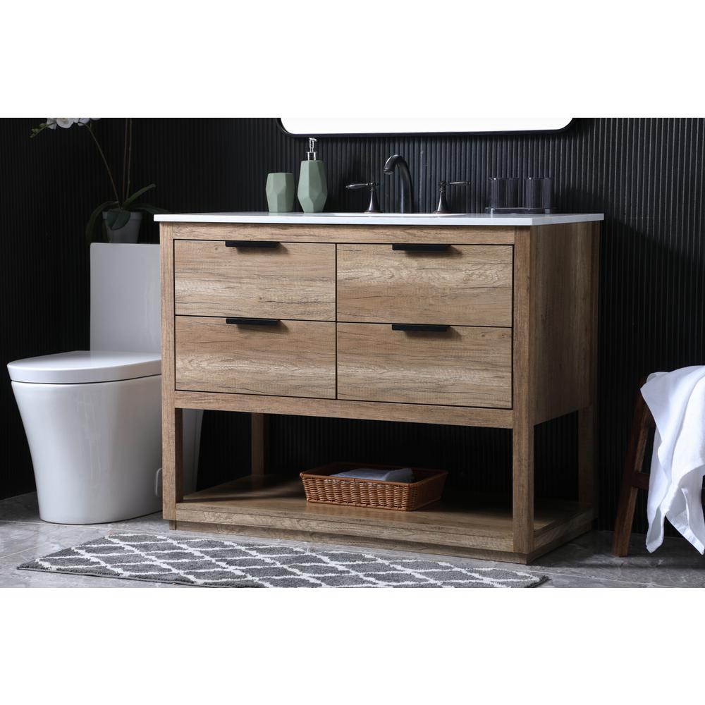 42 Inch SIngle Bathroom Vanity In Natural Oak. Picture 2