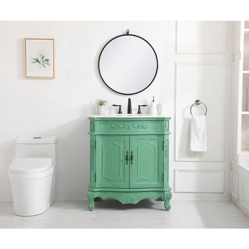 32 inch Single Bathroom vanity in vintage mint. Picture 4