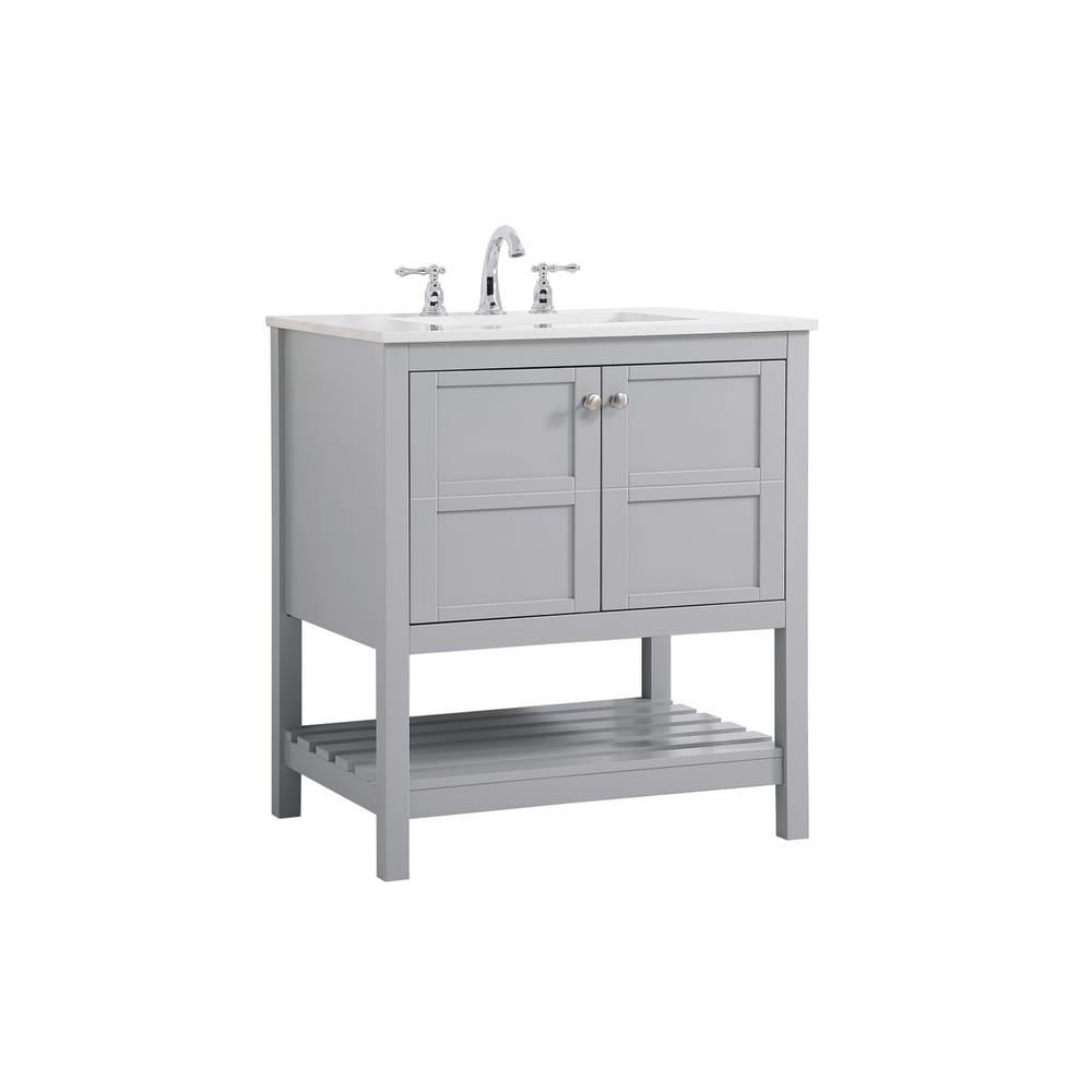 30 inch Single Bathroom Vanity in Gray. Picture 6