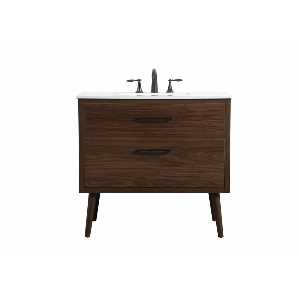 36 inch Single bathroom vanity in walnut. Picture 1