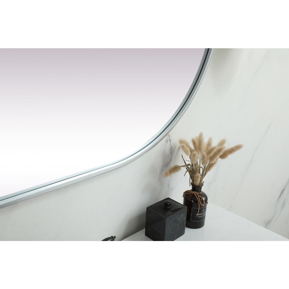Metal Frame Oval Mirror 30x48 Inch in Silver. Picture 6