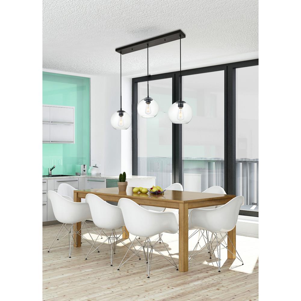 Baxter 3 Lights Black Pendant With Clear Glass. Picture 5