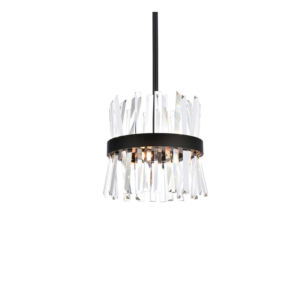 Serephina 12 inch crystal round pendant light in black. Picture 2