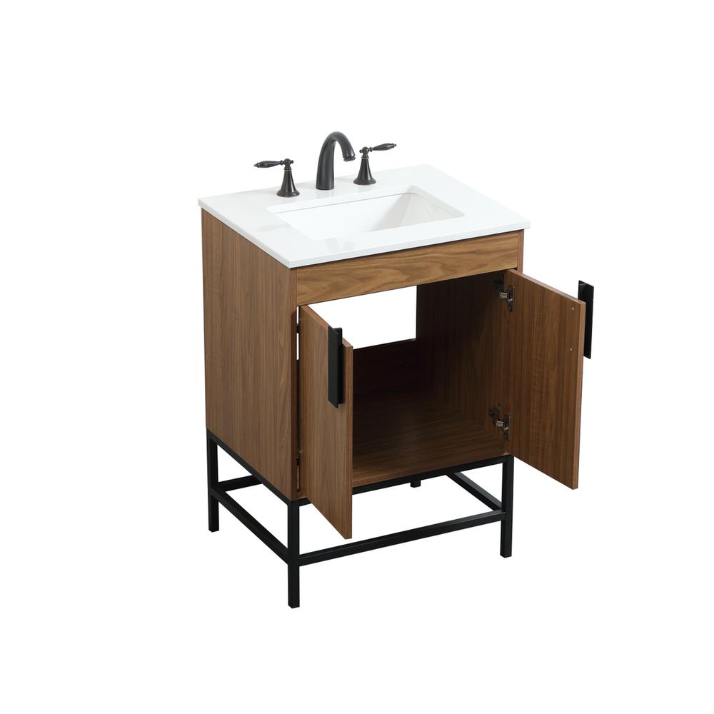 24 inch Single bathroom vanity in walnut brown. Picture 9