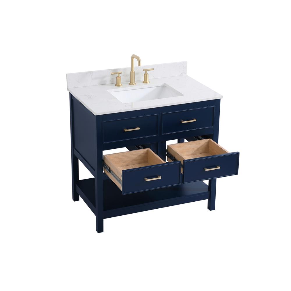 36 inch Single bathroom vanity in blue with backsplash. Picture 9