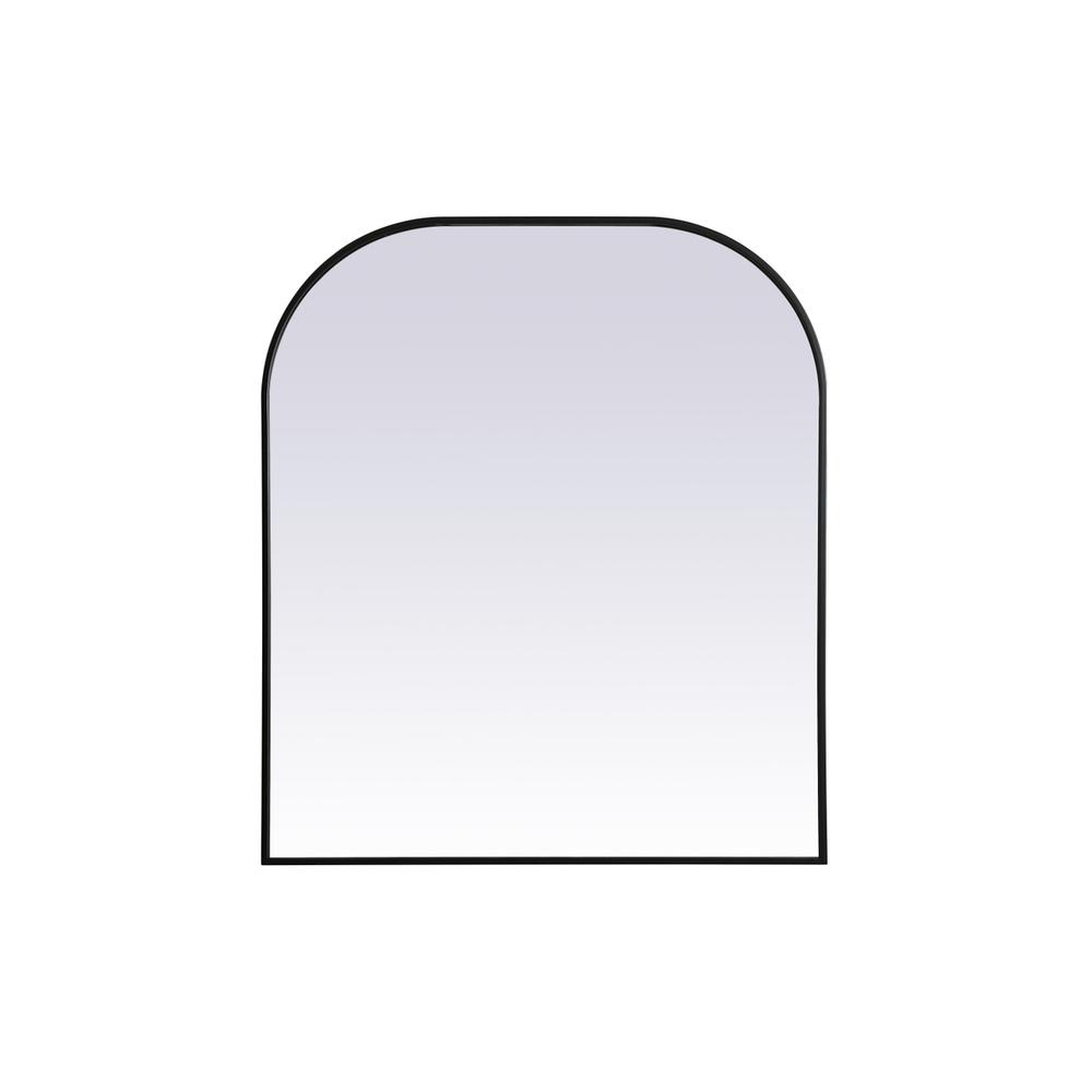 Metal Frame Arch Mirror 36x42 Inch in Black. Picture 1