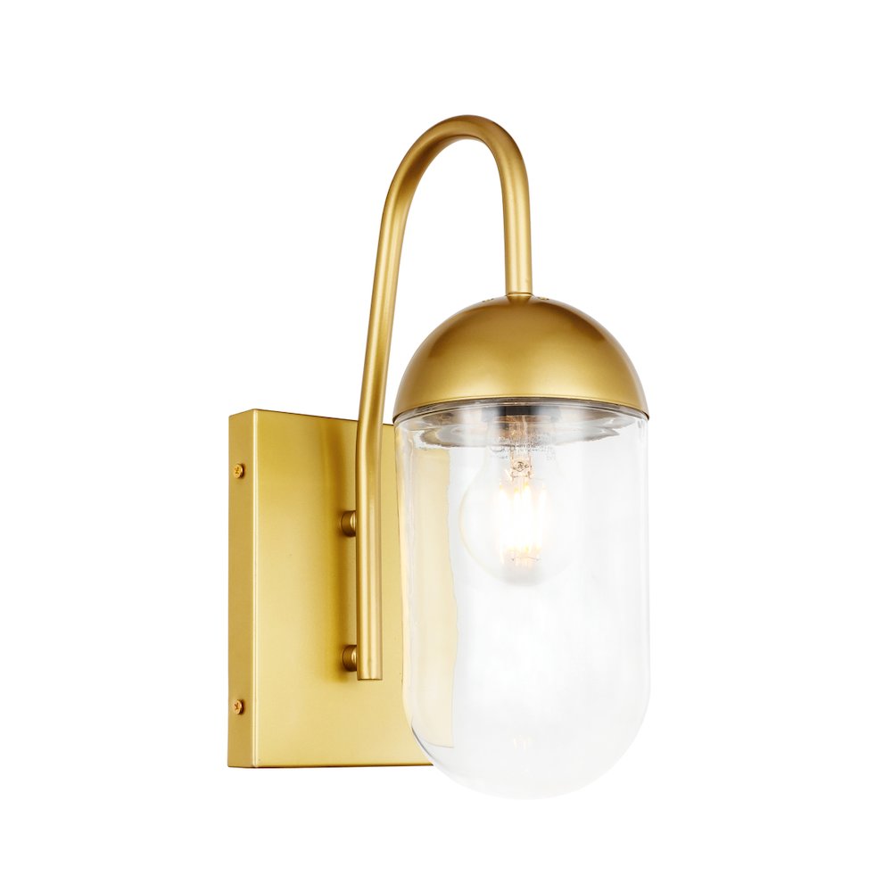 Kace 1 Light Brass And Clear Glass Wall Sconce. Picture 6