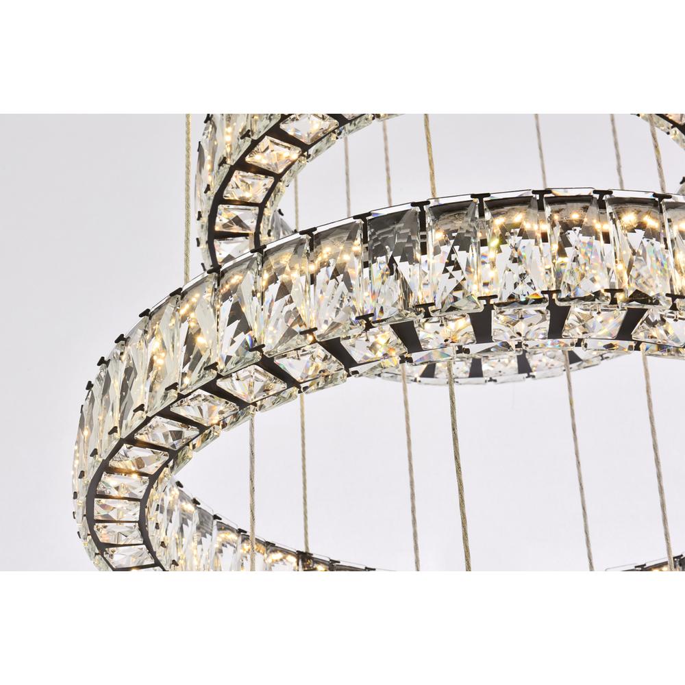 Monroe 25 inch LED five ring chandelier in black. Picture 3