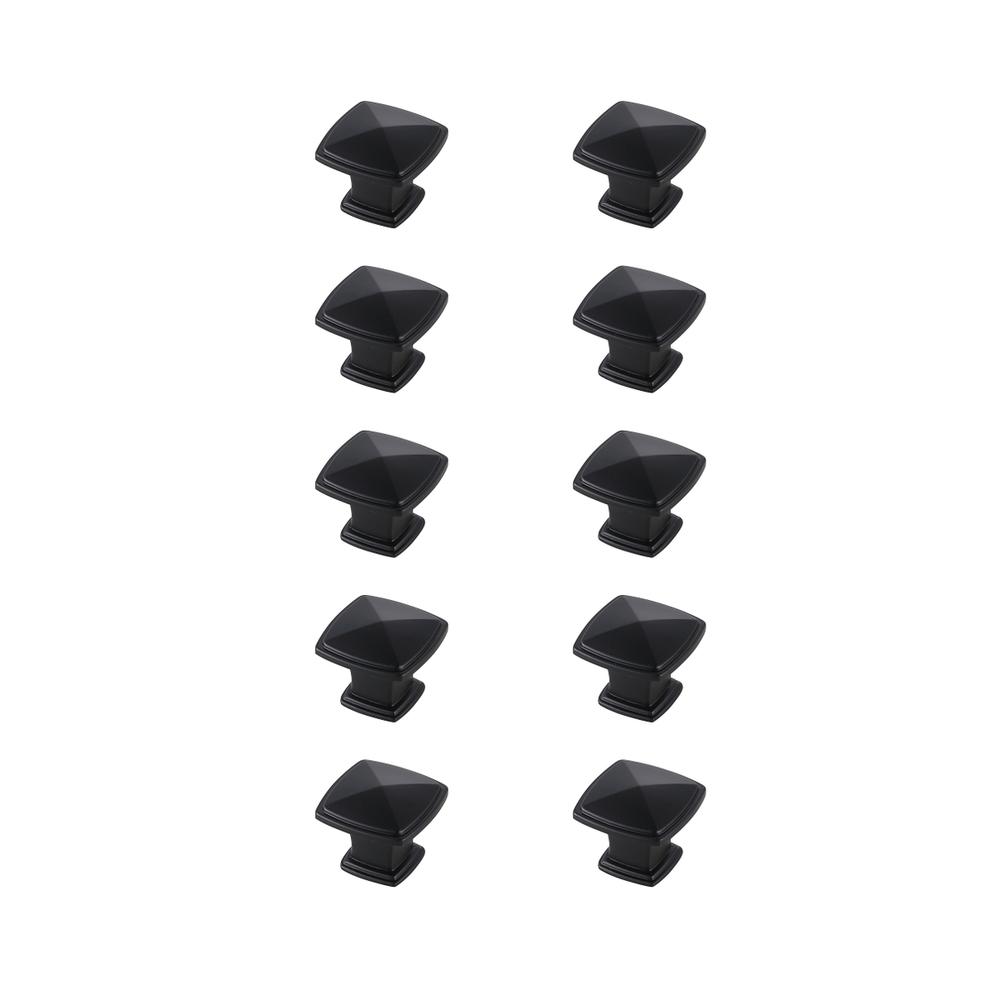 Marcel 1.2" Matte Black Square Knob Multipack (Set of 10). Picture 1