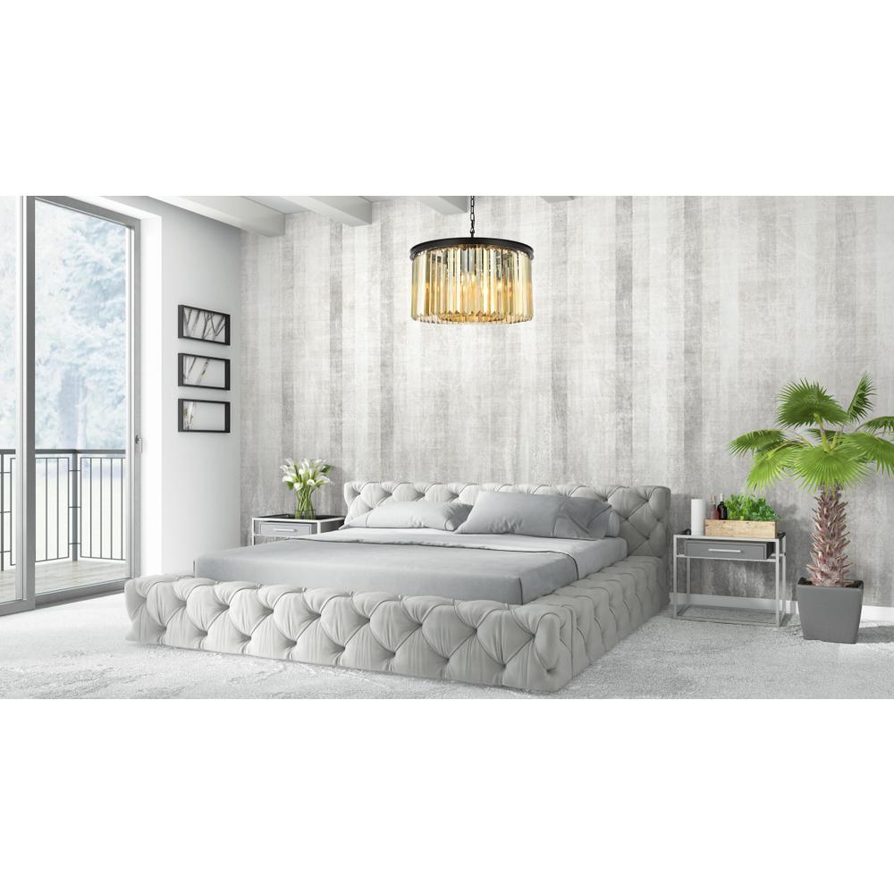 Sydney 8 light Matte Black Chandelier Golden Teak (Smoky) Royal Cut Crystal. Picture 7