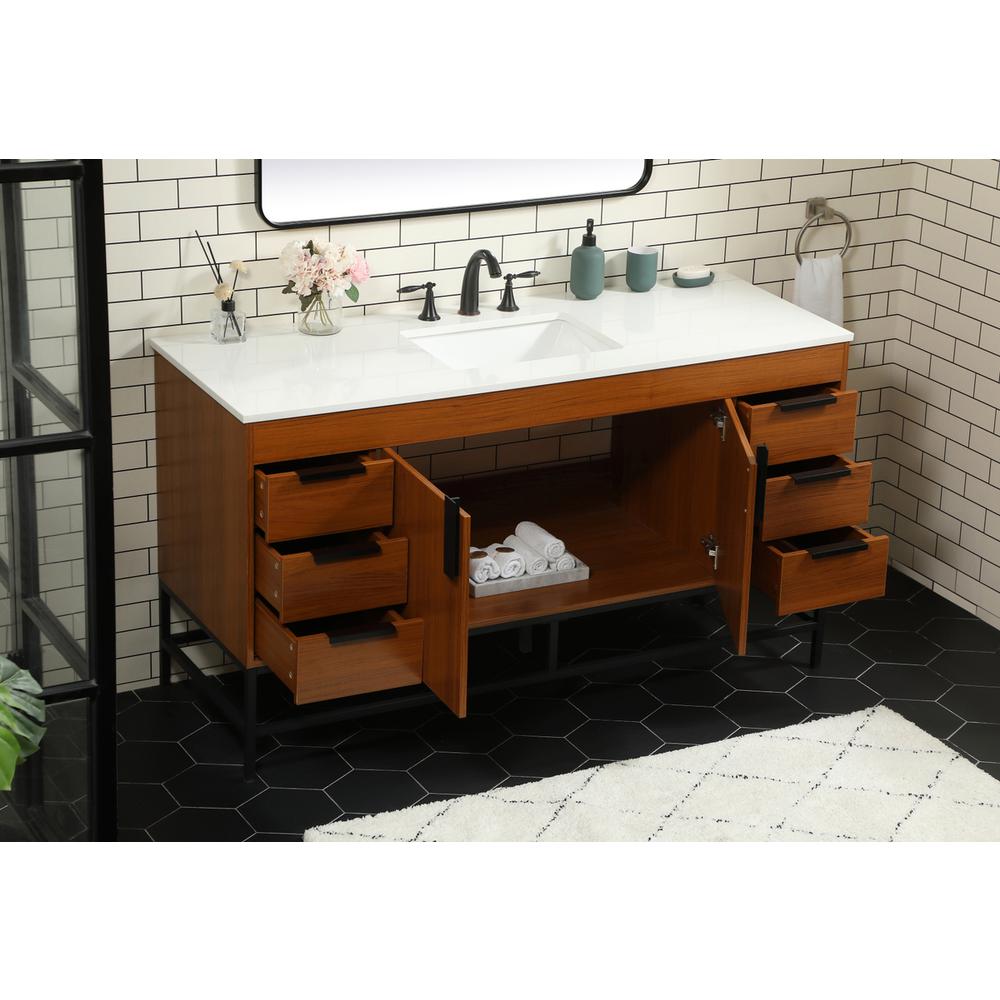 60 inch Single bathroom vanity in teak. Picture 3