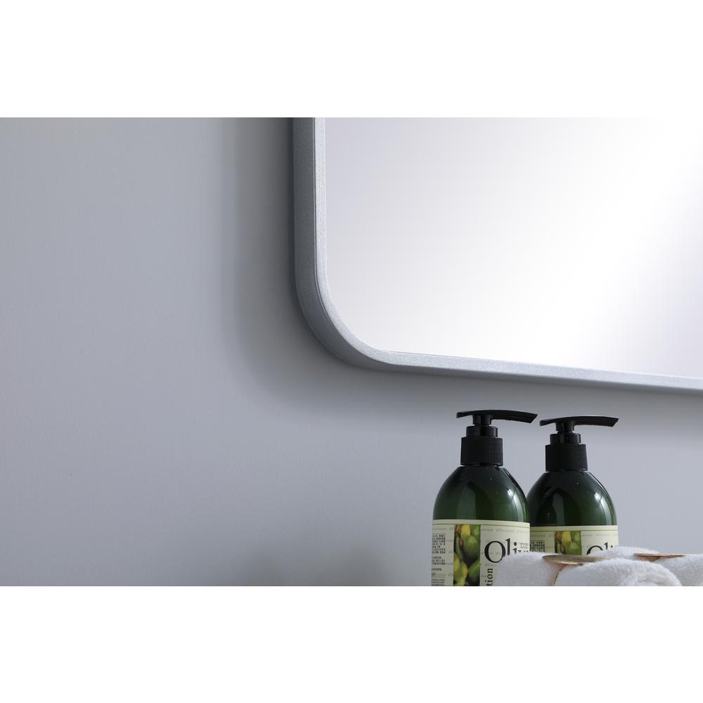 Soft corner metal rectangular mirror 24x40 inch in Silver. Picture 4