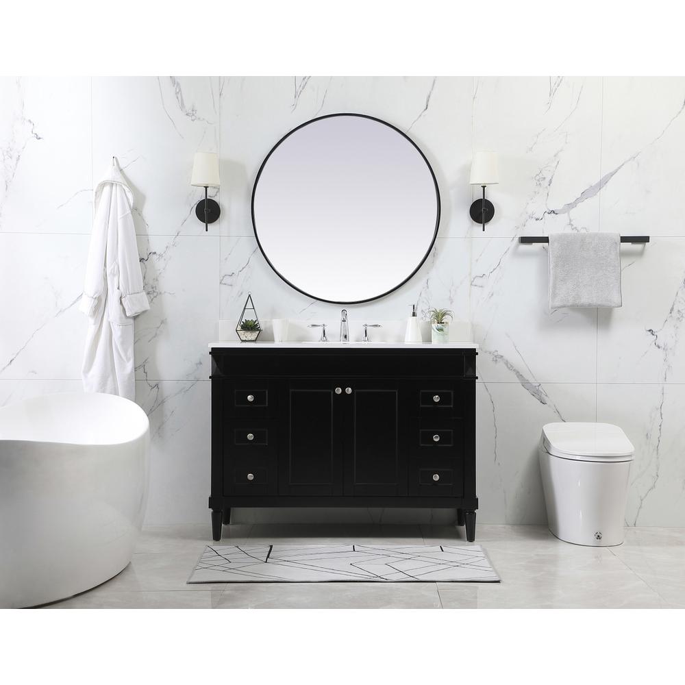 48 inch Single bathroom vanity in black with backsplash. Picture 4