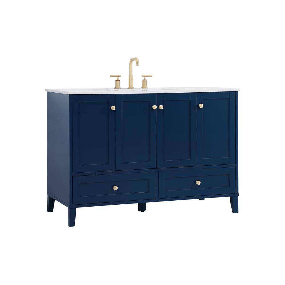 48 inch Single Bathroom Vanity in Blue. Picture 6