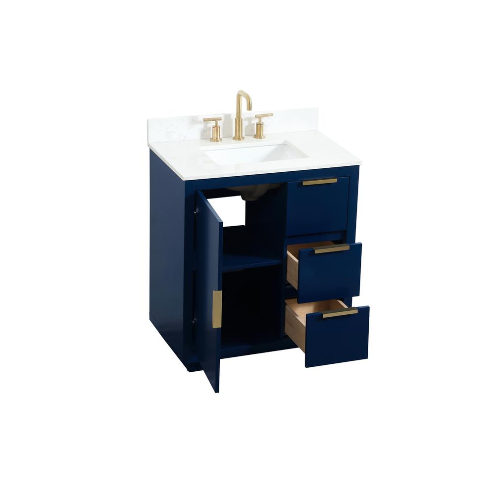 30 inch Single bathroom vanity in blue with backsplash. Picture 9