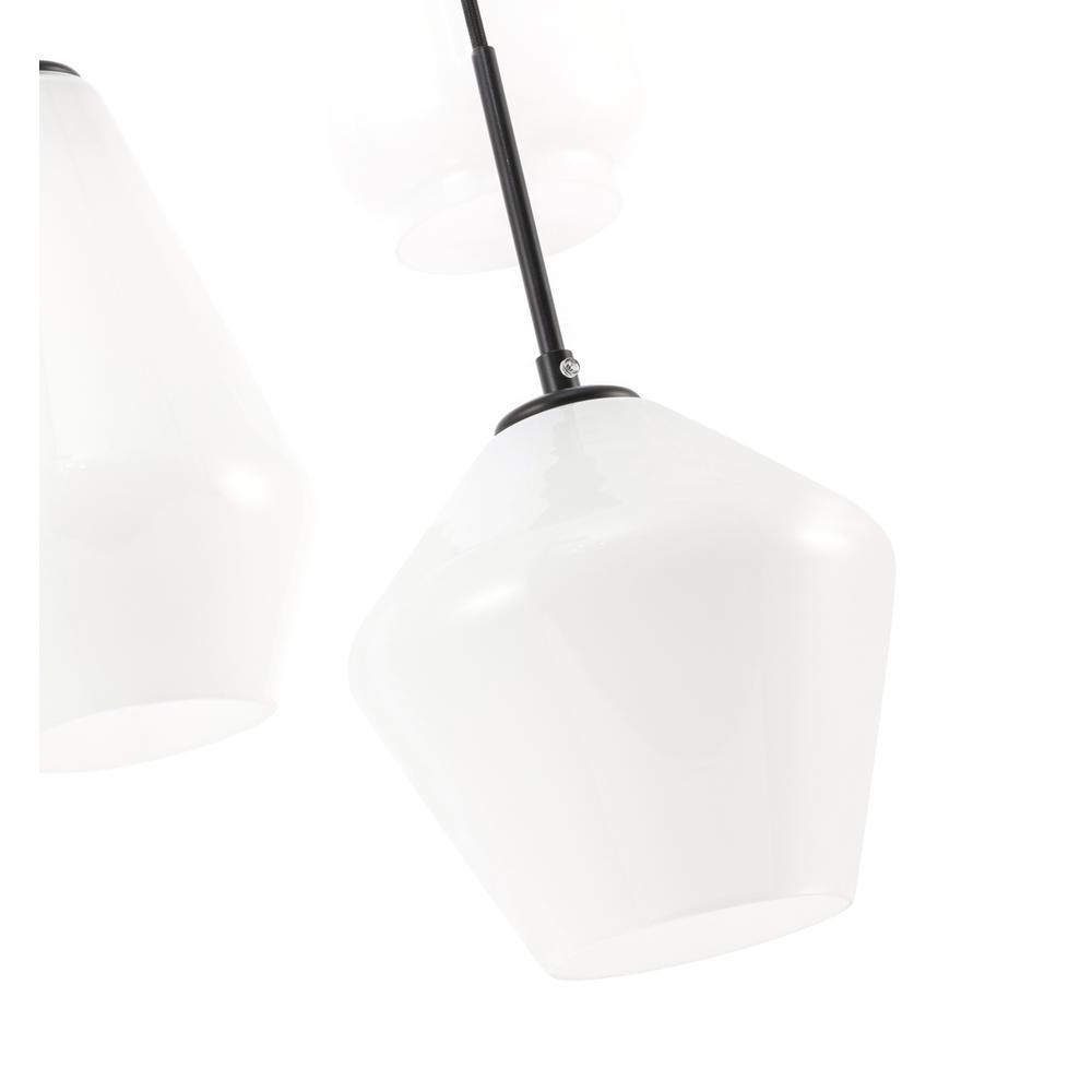 Gene 3 light Black and Frosted white glass pendant. Picture 11