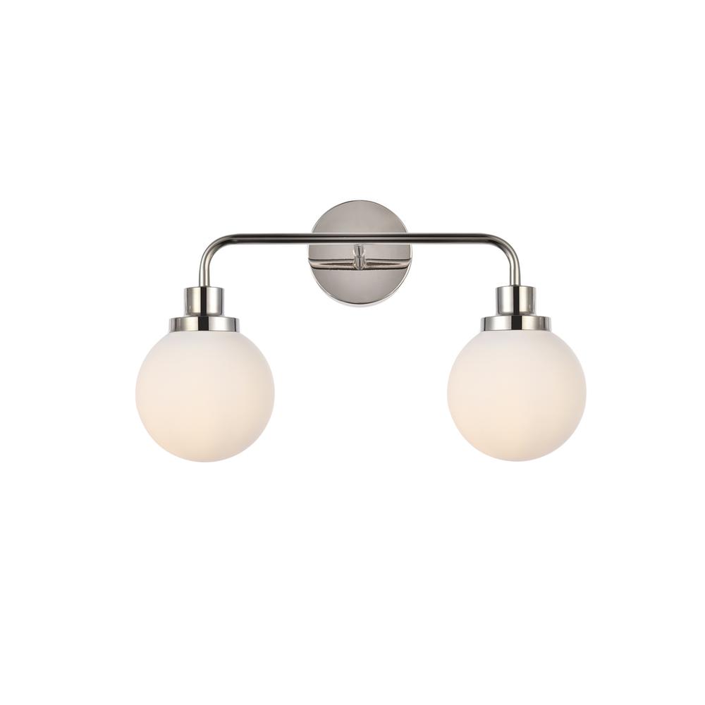 Hanson 2 lights bath sconce in polished nickel with frosted shade. Picture 1