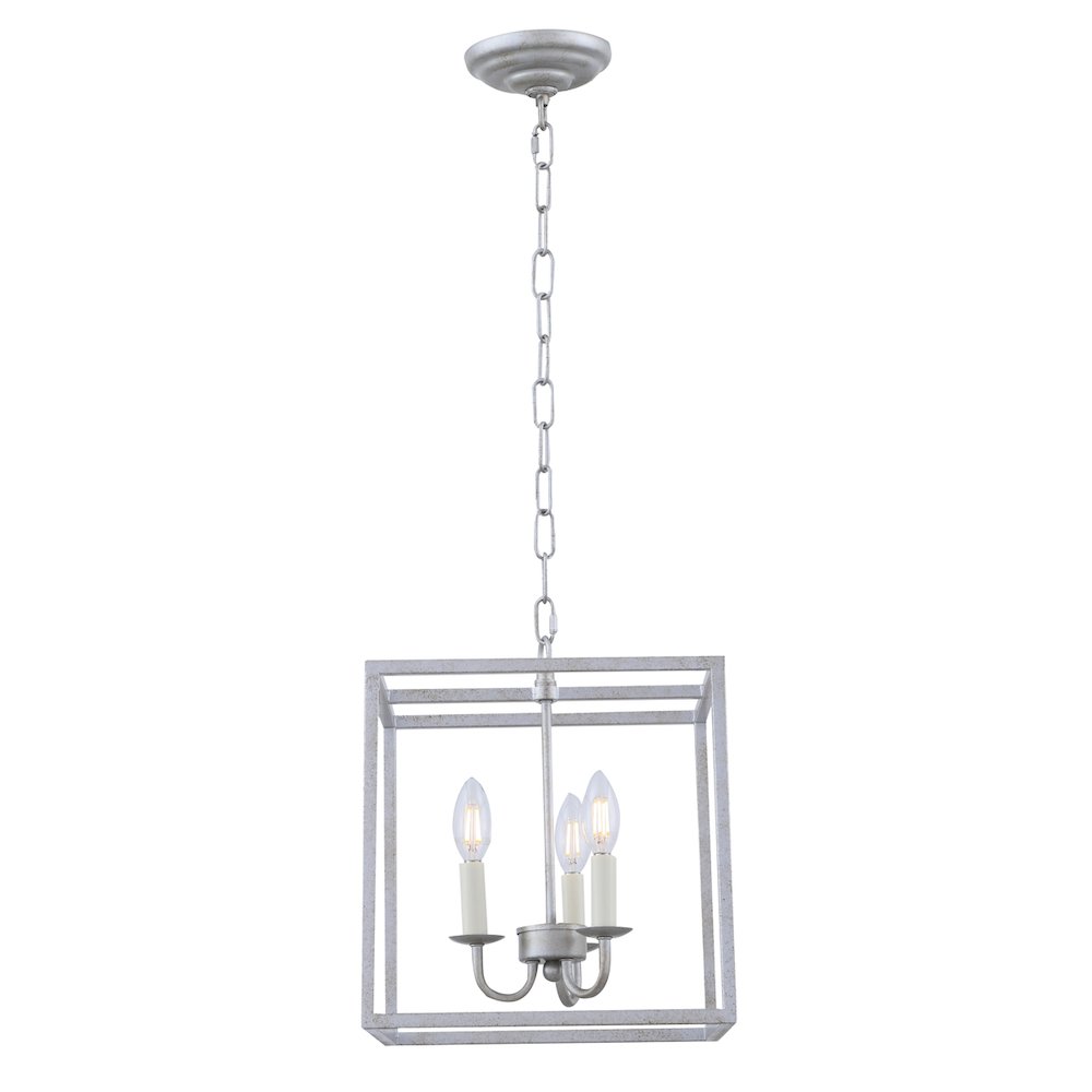 Eclipse 3 Light Vintage Silver Pendant. Picture 4