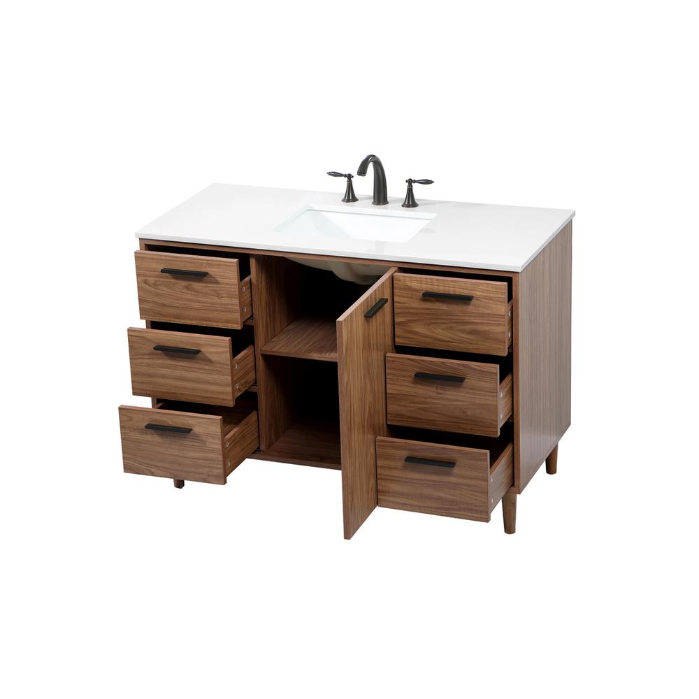 48 inch Single bathroom vanity in walnut brown. Picture 9