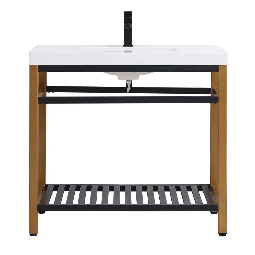 36 inch Single Bathroom Metal Vanity in Golden Black. Picture 1