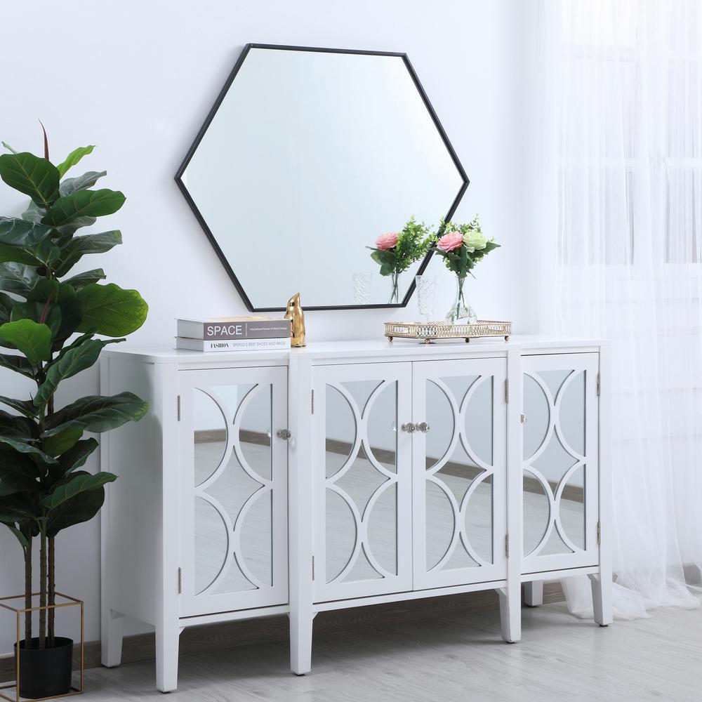 Metal frame hexagon mirror 30 inch in Black. Picture 8