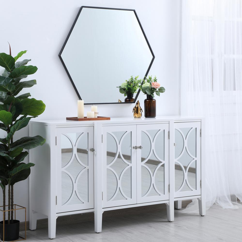 Metal frame hexagon mirror 38 inch in Black. Picture 8
