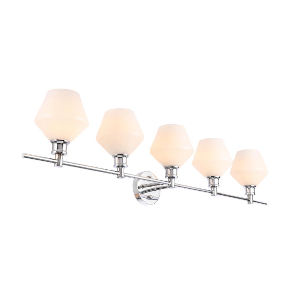 Gene 5 light Chrome and Frosted white glass Wall sconce. Picture 5