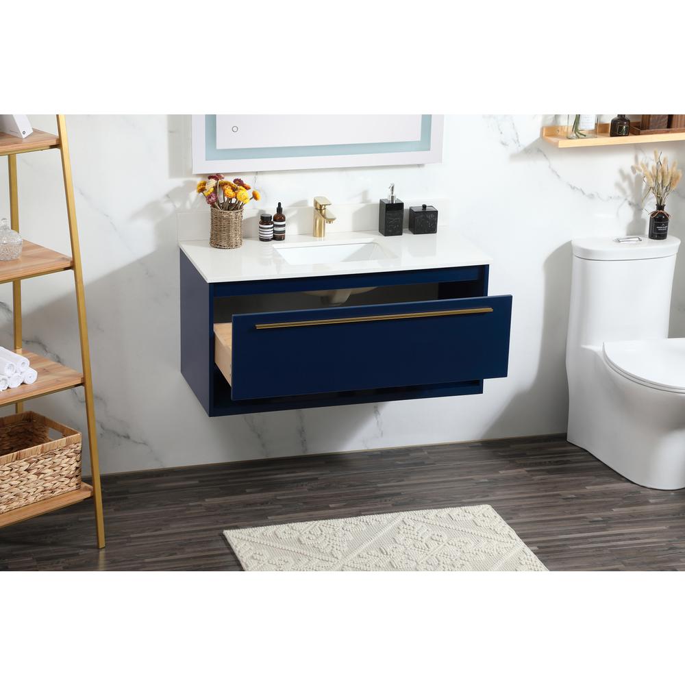 40 inch Single bathroom vanity in blue with backsplash. Picture 3