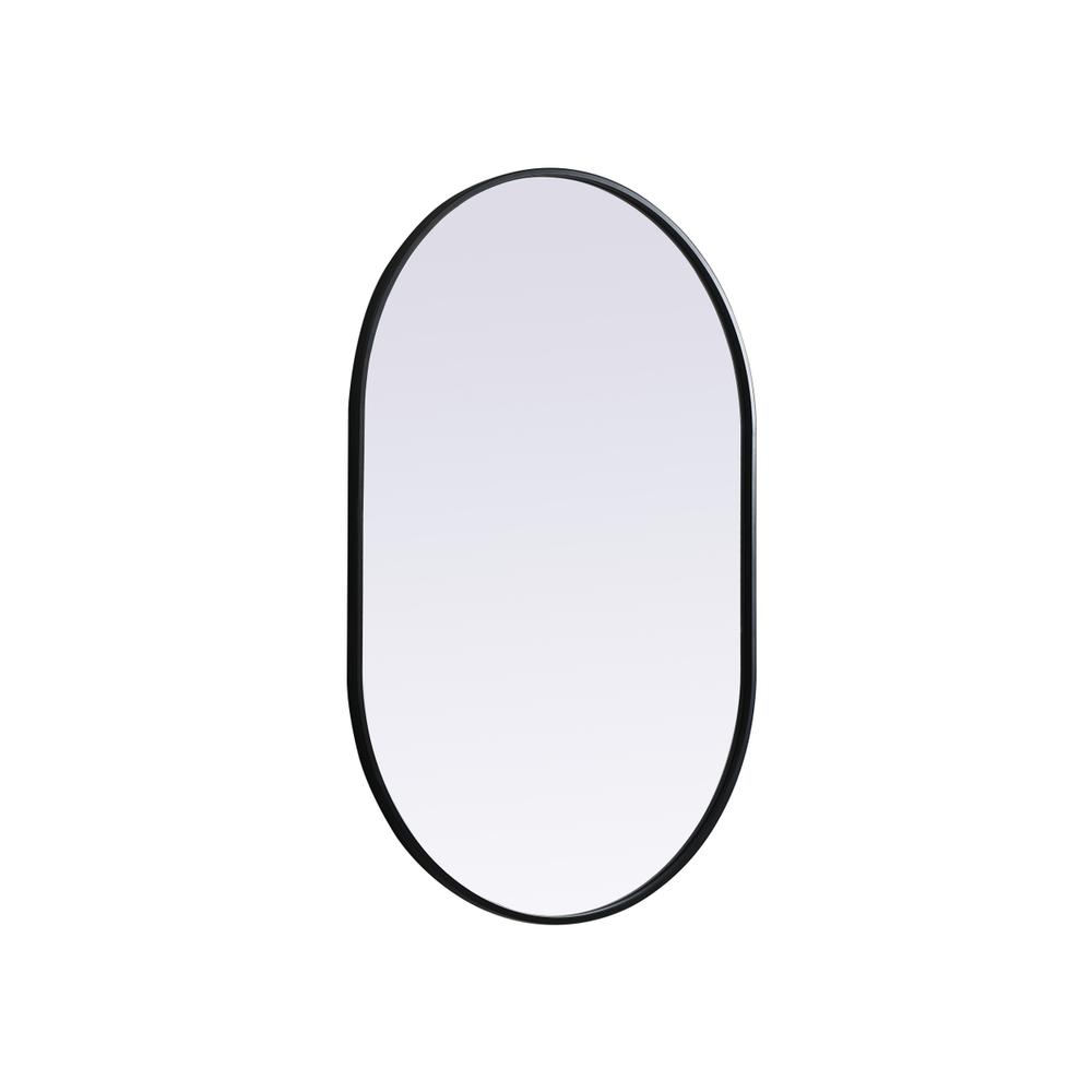 Metal Frame Oval Mirror 27x40 Inch in Black. Picture 7