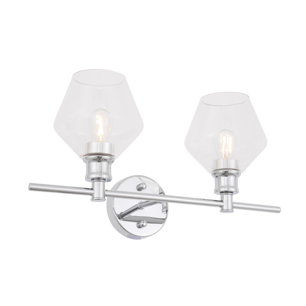 Gene 2 light Chrome and Clear glass Wall sconce. Picture 5