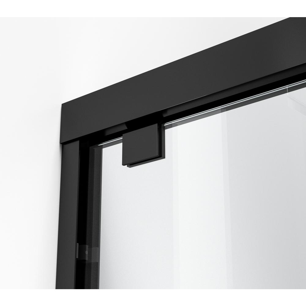 Semi-frameless tub door 60 x 60 Matte Black. Picture 6