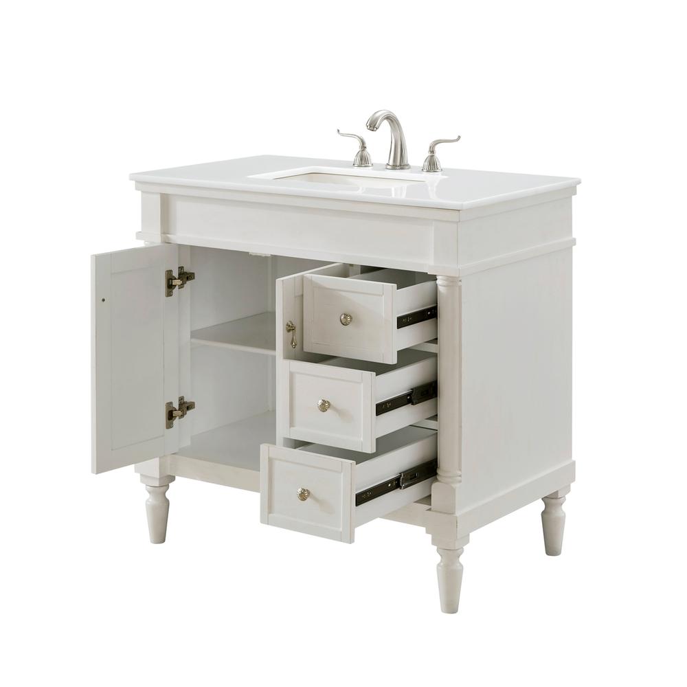 36 inch Single Bathroom vanity in Antique White. Picture 3
