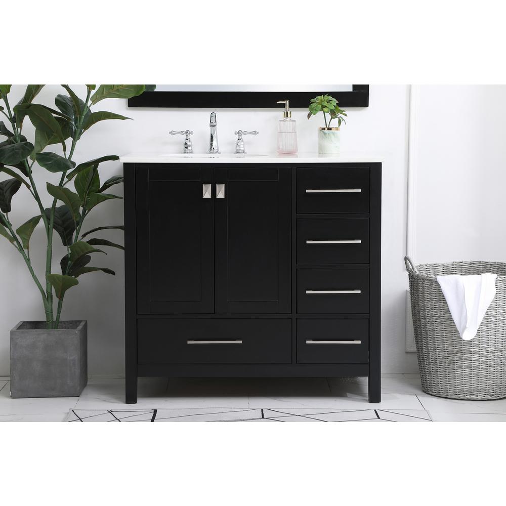 36 inch Single Bathroom Vanity in Black. Picture 14