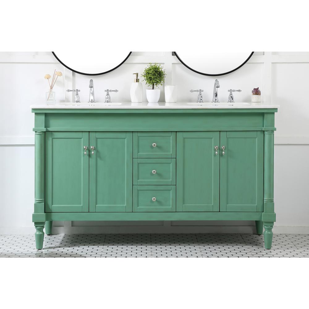 60 inch double bathroom vanity in vintage mint. Picture 14
