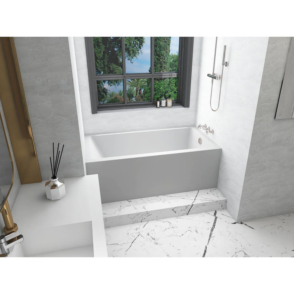 Alcove soaking bathtub 32x60 inch right drain in glossy white. Picture 3