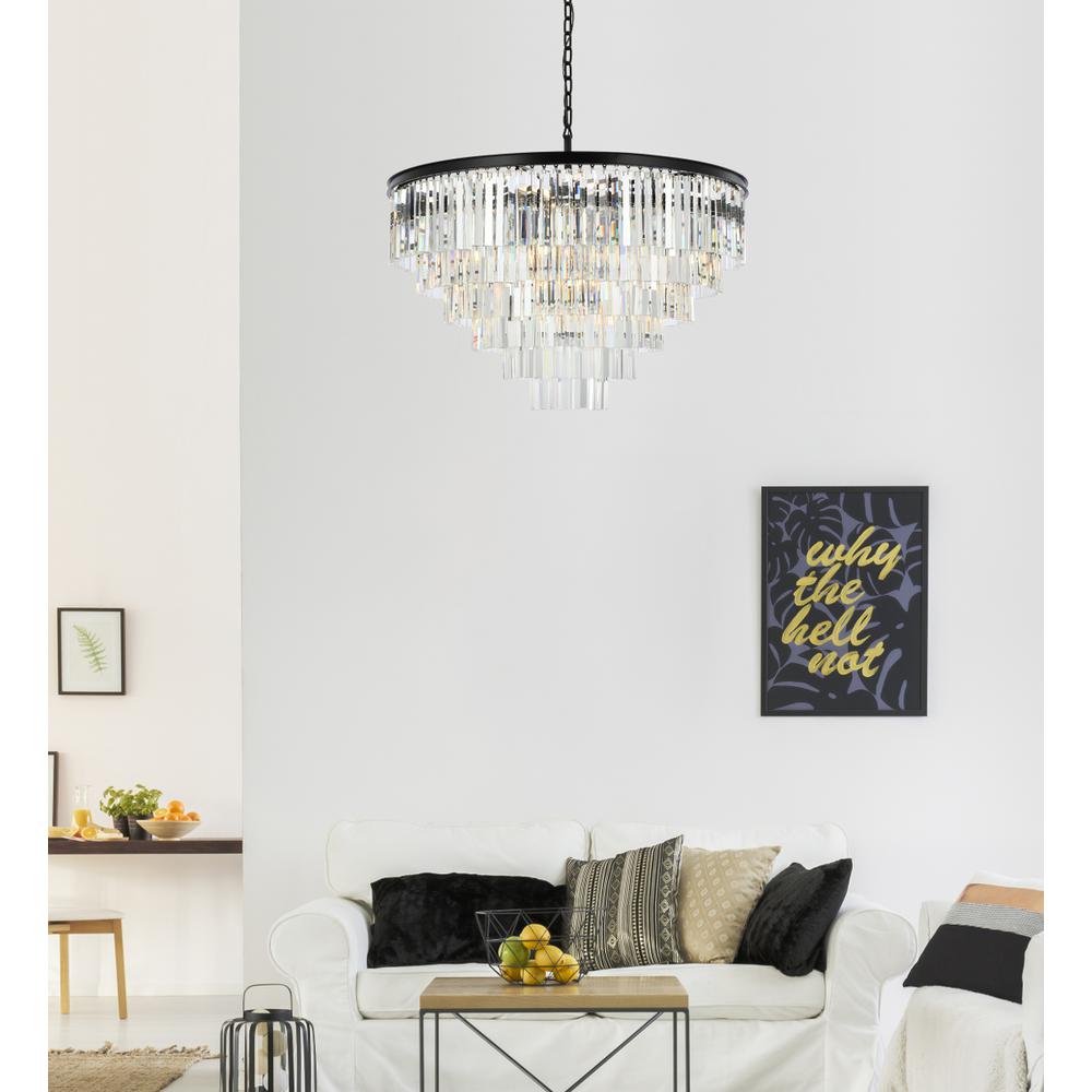 Sydney 33 light Matte Black Chandelier Clear Royal Cut Crystal. Picture 8